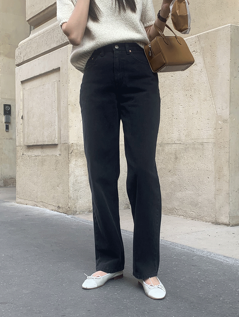 [Lemoir] Straight Jeans (pale black)