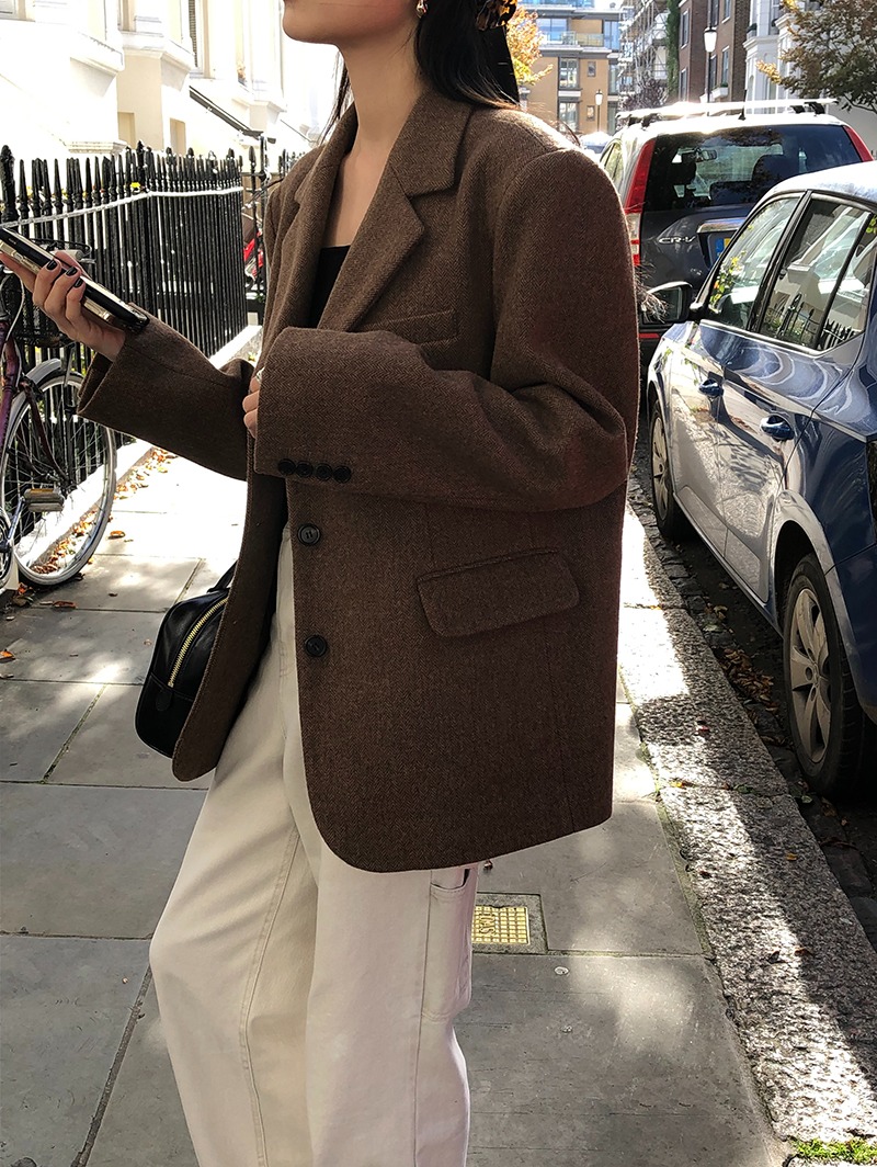 [Lemoir/당일배송] Herringbone Wool Jacket (Vintage brown)