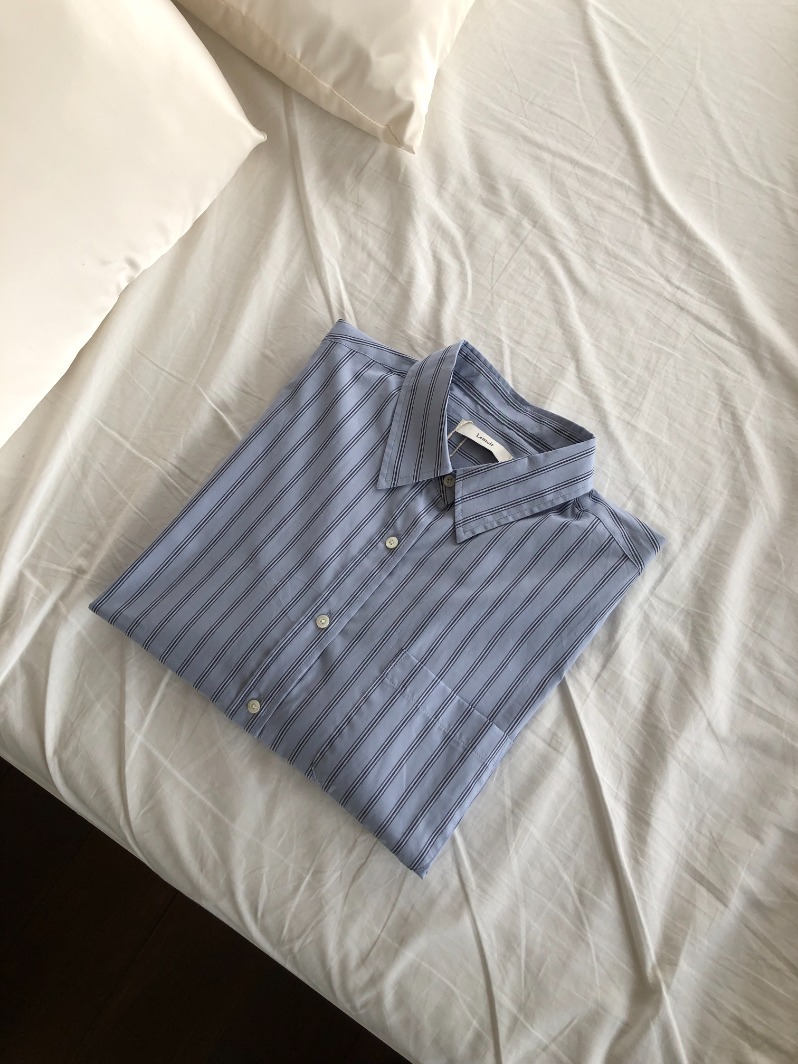 [Lemoir/당일배송] Mori Stripe Shirt (fog blue)